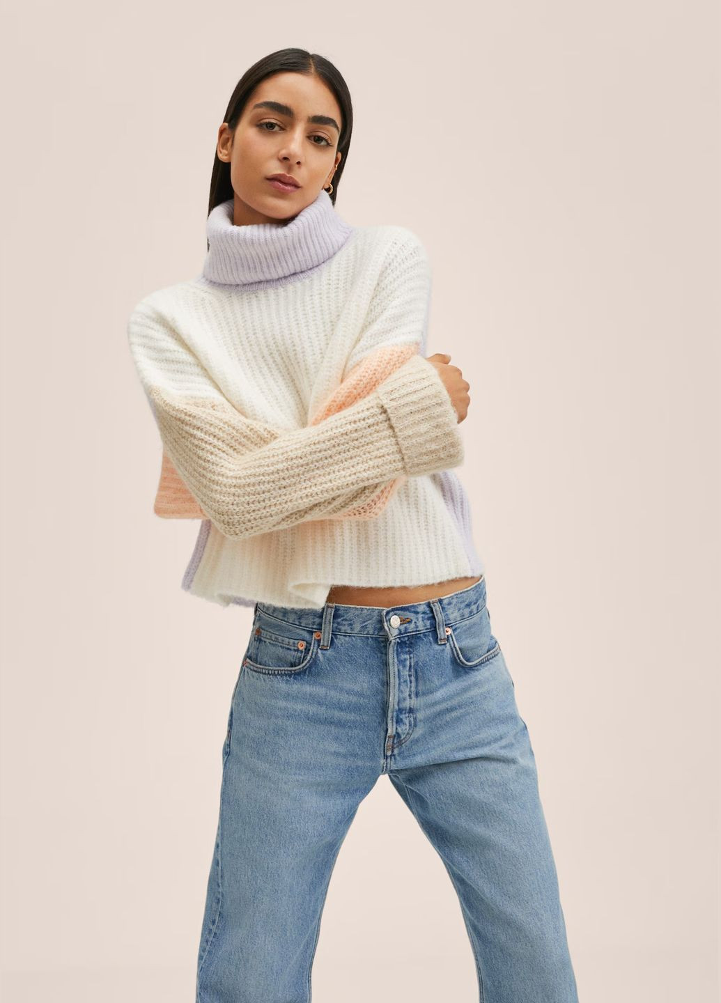 Білий зимовий светр вʼязаний з вмістом вовни та альпака оверсайз джемпер джемпер Mango