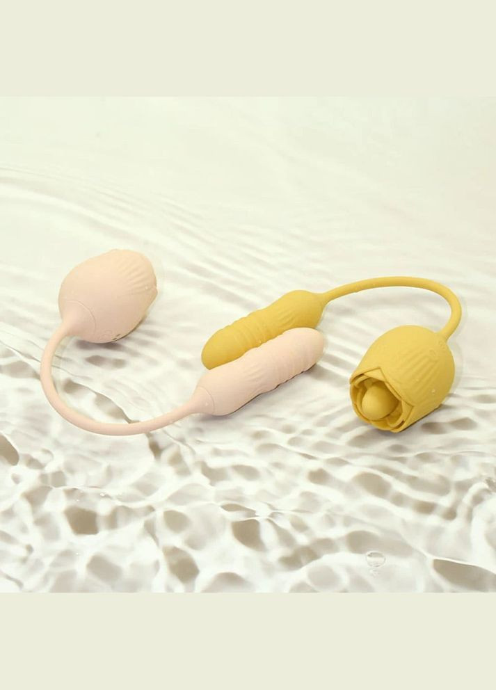 Двойной вибратор розочка c ротацией 10 режимов Velvet Lure, желтый Sweet Em (332201557)