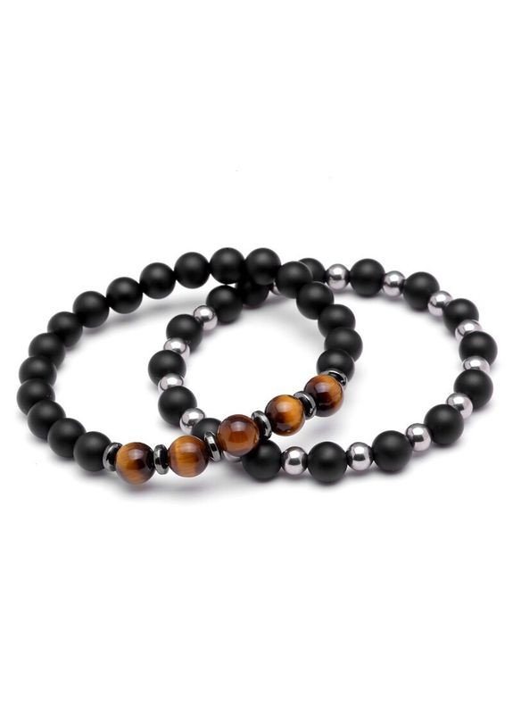 Комплект браслетов из шунгита, тигрового глаза и гематита (12049) Hemst (301071449)