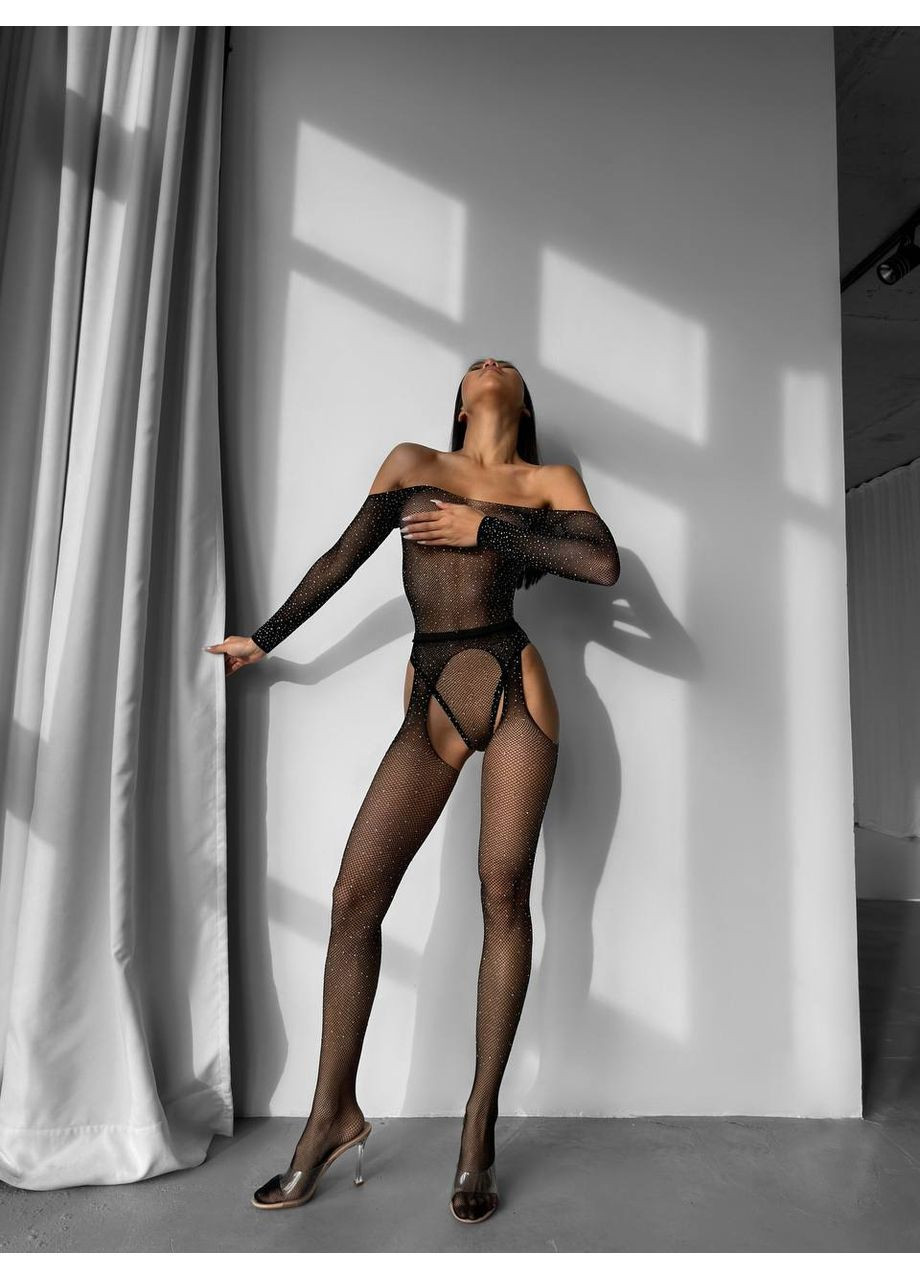 Еротичний боді в сітку та колготки з відкритим поступом Stylish Touch (367984214)