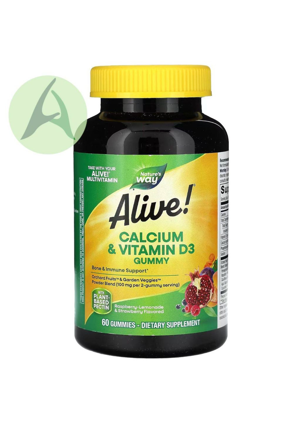 Alive, кальций и витамин D3, 60 жевательных конфет Nature's Way (361858543)