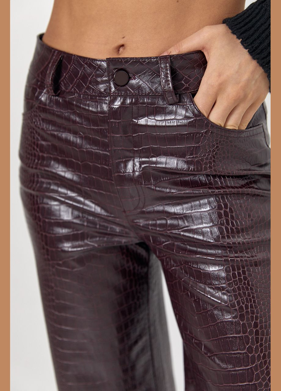 Екошкіряні штани з фактурою крокодила Lurex (316575445)