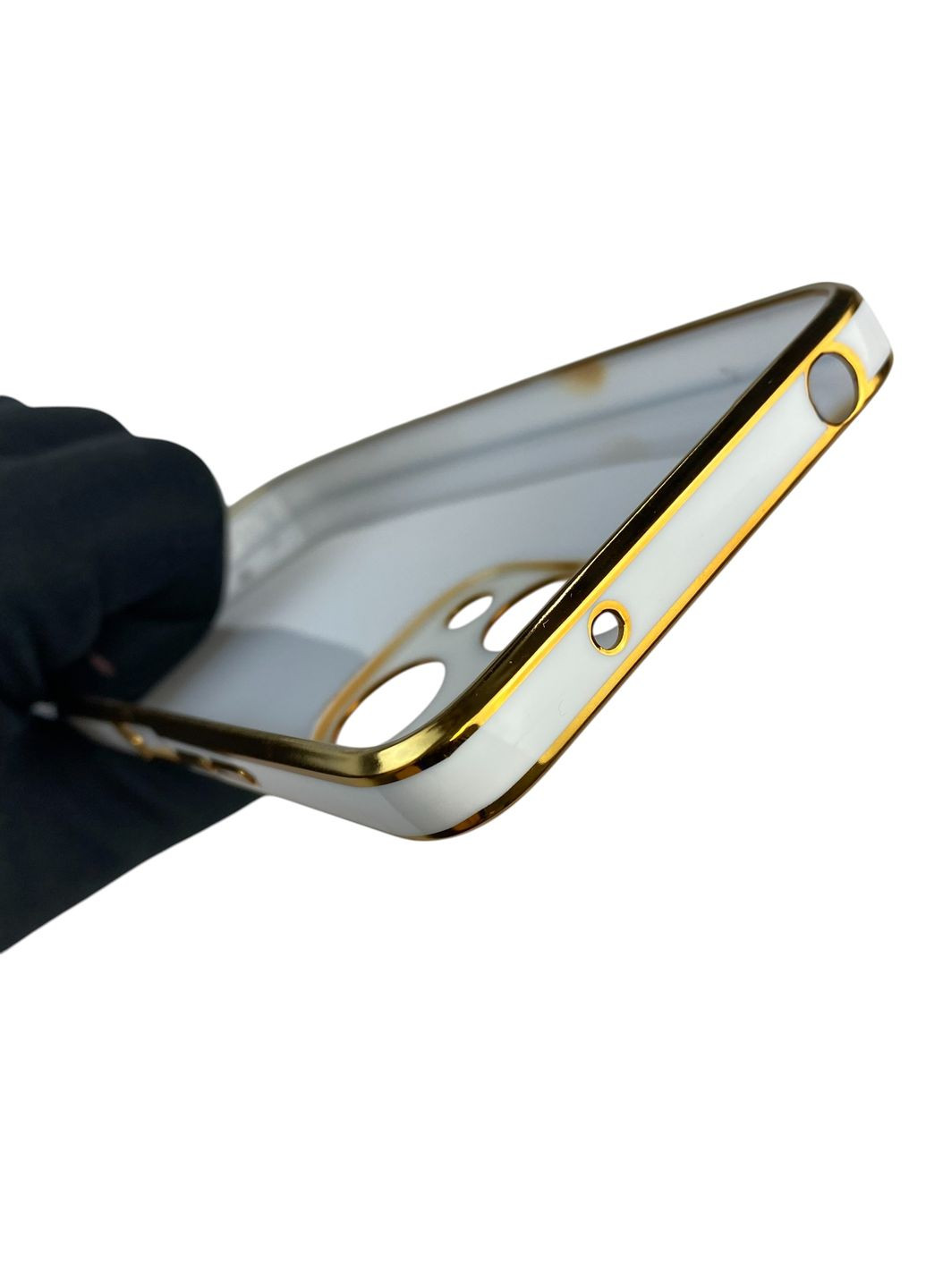 Чохол для Redmi 12 4G глянцевий із захистом камери із золотою окантовкою на сяомі редмі 12 4г білий gs1 Xiaomi (366236614)