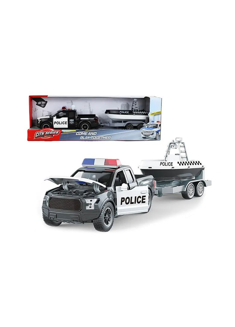 Машина Поліція з причепом і катером озвучена, зі світлом RJ5525B-1 YG Toys (362045607)
