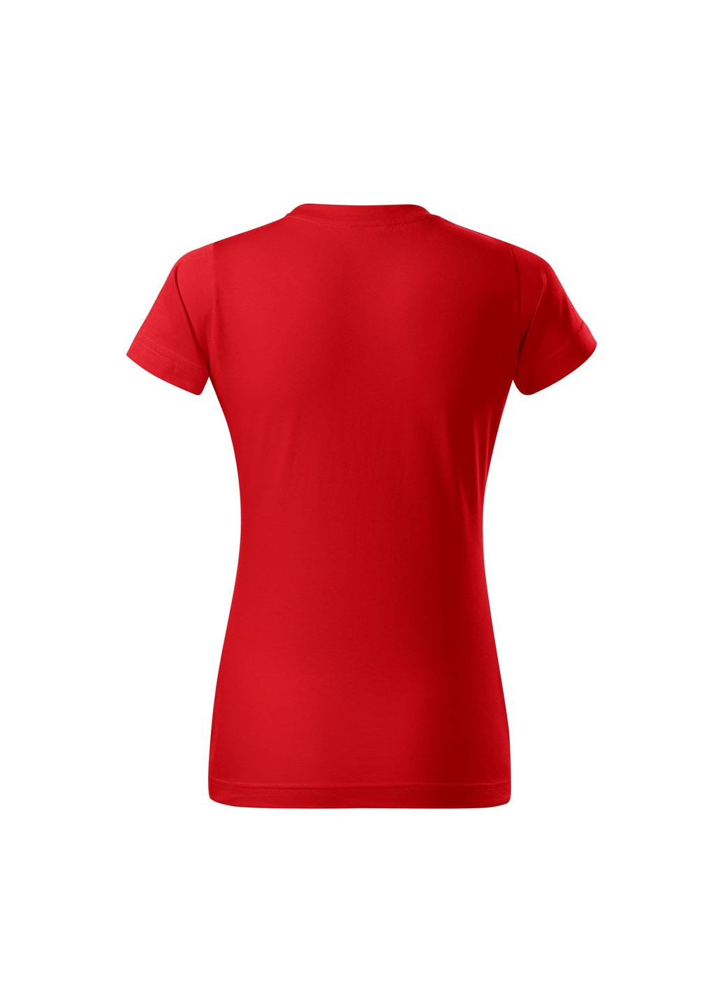 Красная всесезон футболка женская хлопковая однотонная красная 134-07 с коротким рукавом Malfini Basic