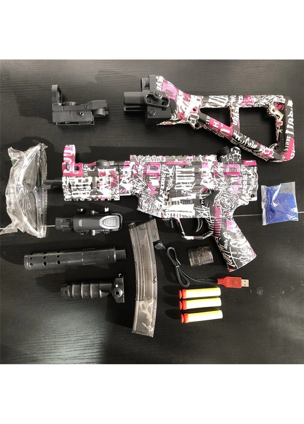 Іграшковий пластиковий автомат МР5К з акумулятором стріляє гідрогелевими орбізами та єва кулями No Brand (334002921)
