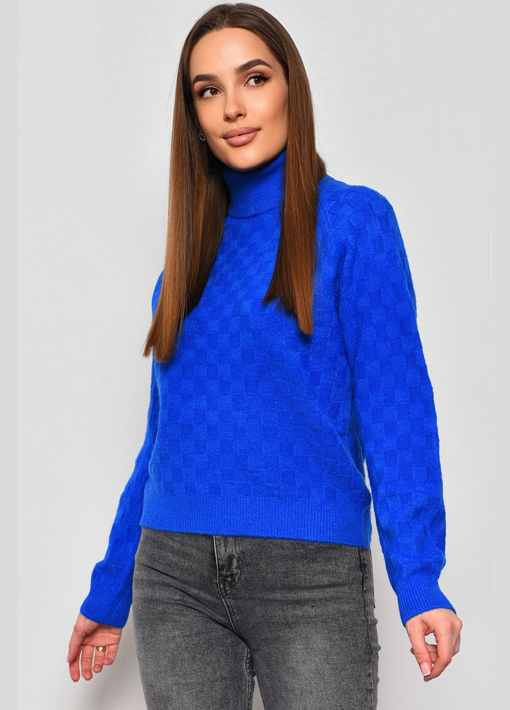 Синий зимний свитер женский синего цвета пуловер Let's Shop