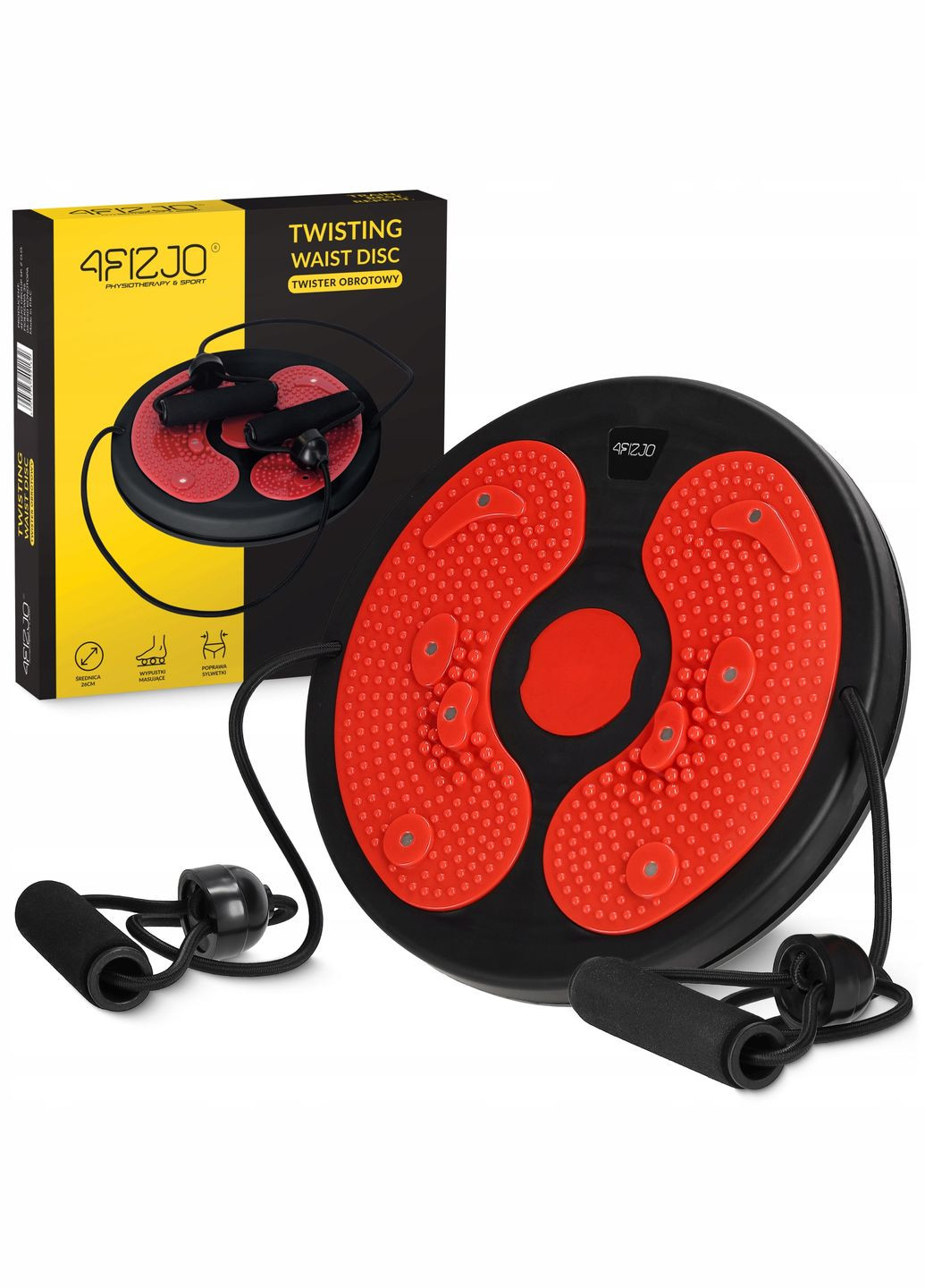 Диск здоровья для талии Mini Twister с эспандерами Black/Red () 4FIZJO P-5905973402132 (342758248)