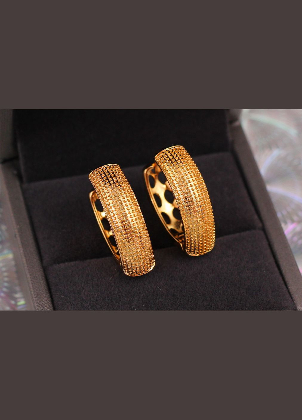 Серьги широкие скобки с окраской 2,6 см золотистые Xuping Jewelry (316434071)