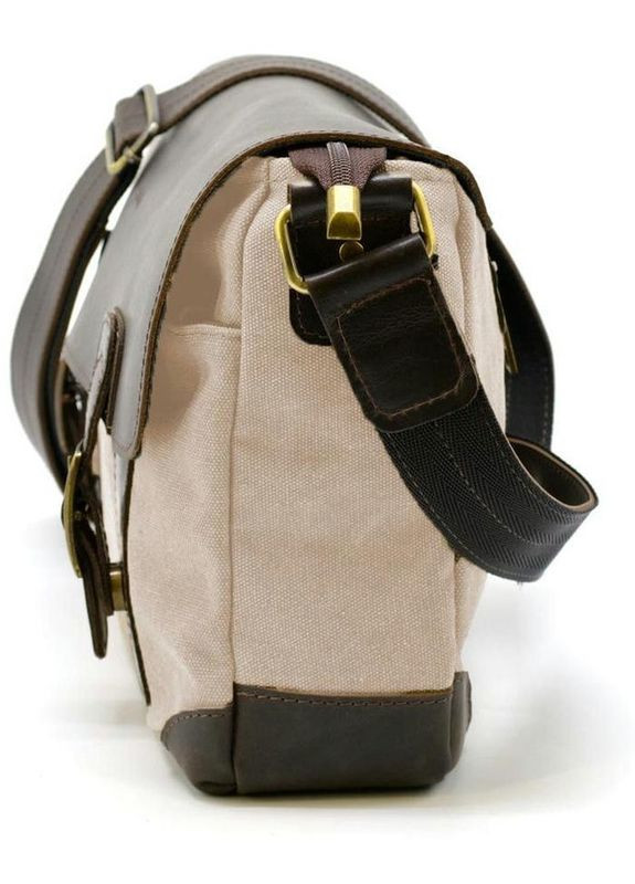 Сумка портфель через плече для чоловіків з текстилю та натуральної шкіри для документів А4 для подорожей Сірий 40379 TARWA (361348743)