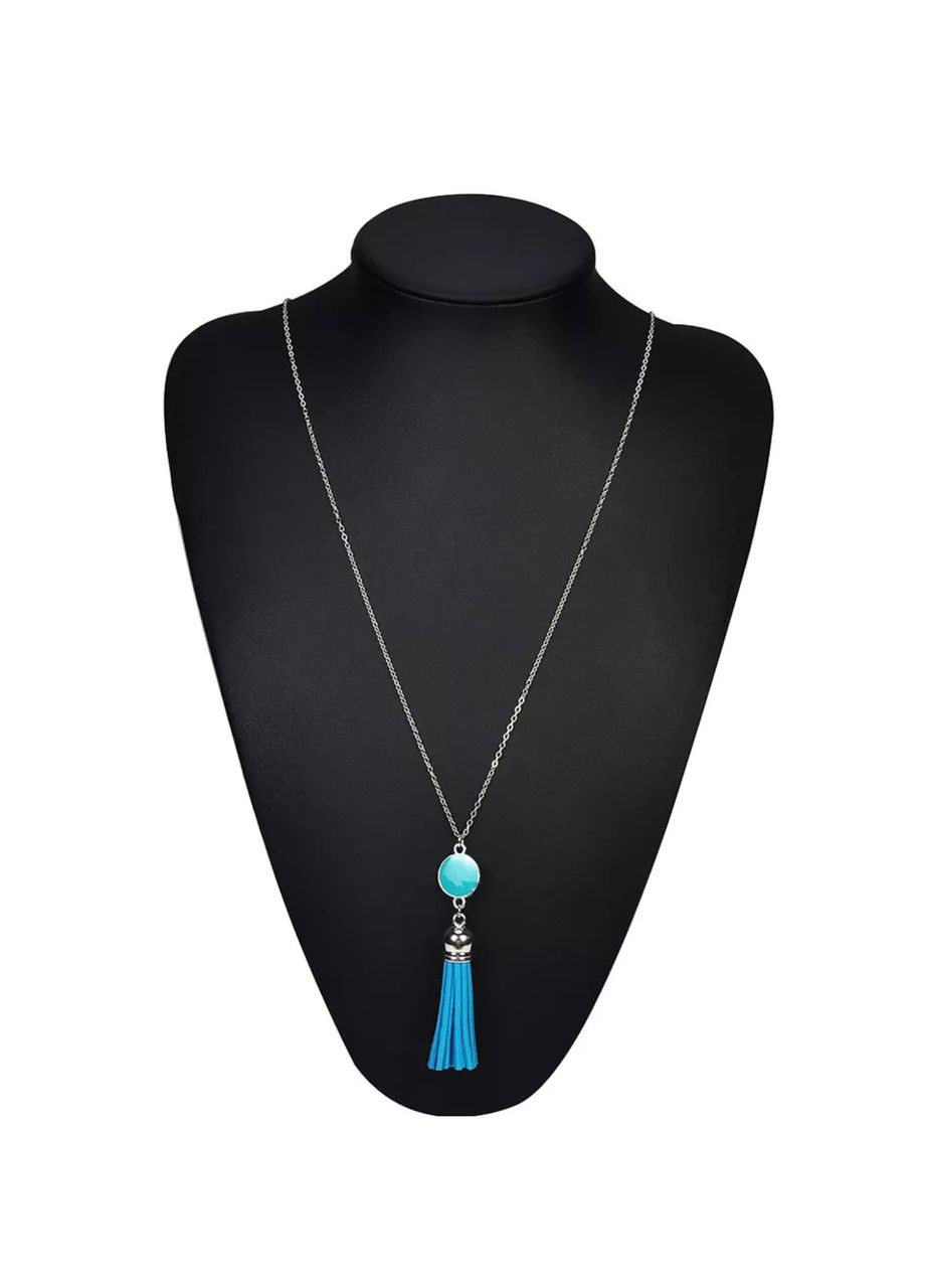 Модна жіноча підвіска-китиця, довга прикраса на шию «Blue style» (блакитний) China (366874625)