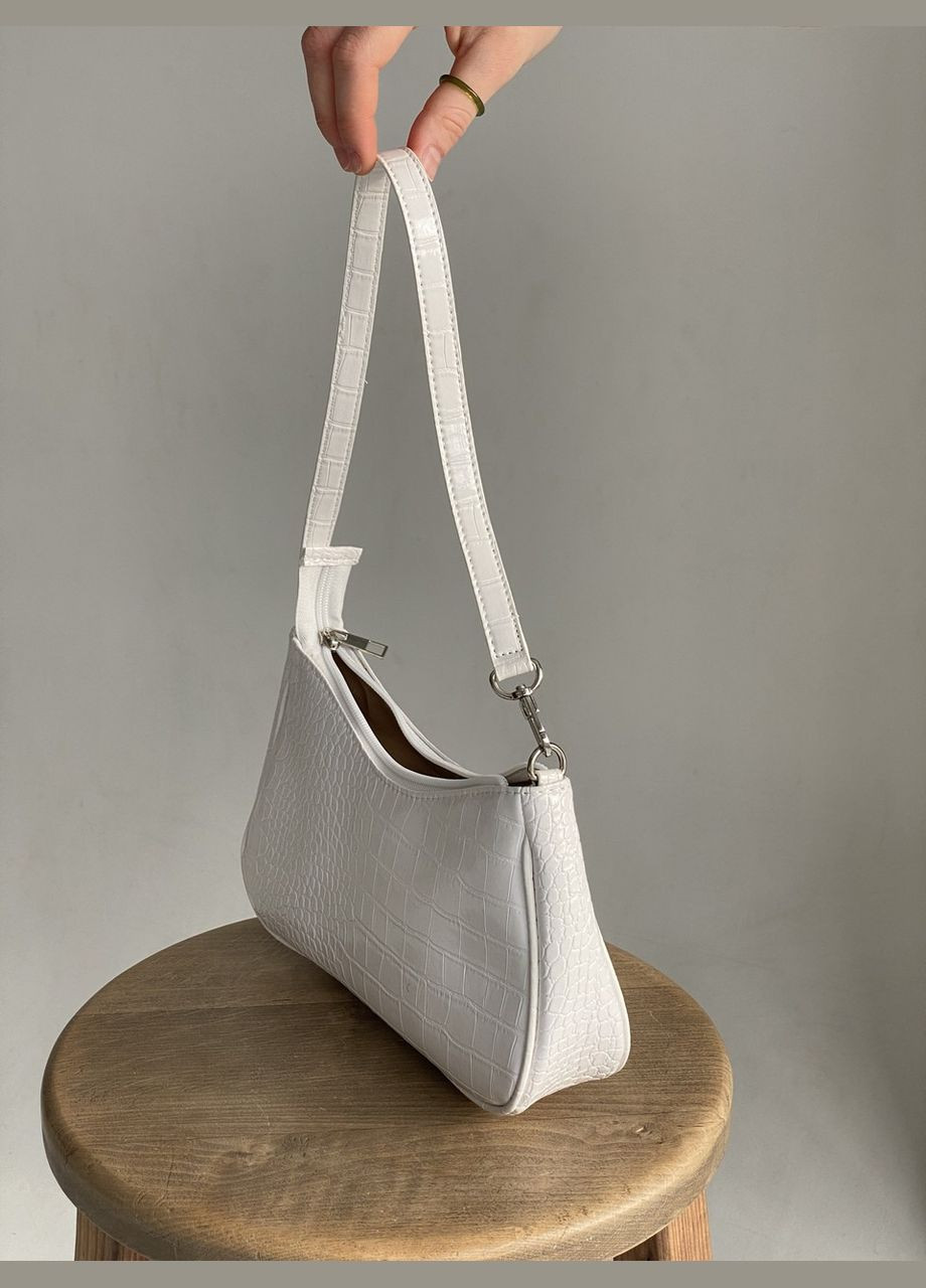 Жіноча сумка багет 049 рептилія біла No Brand (284116467)