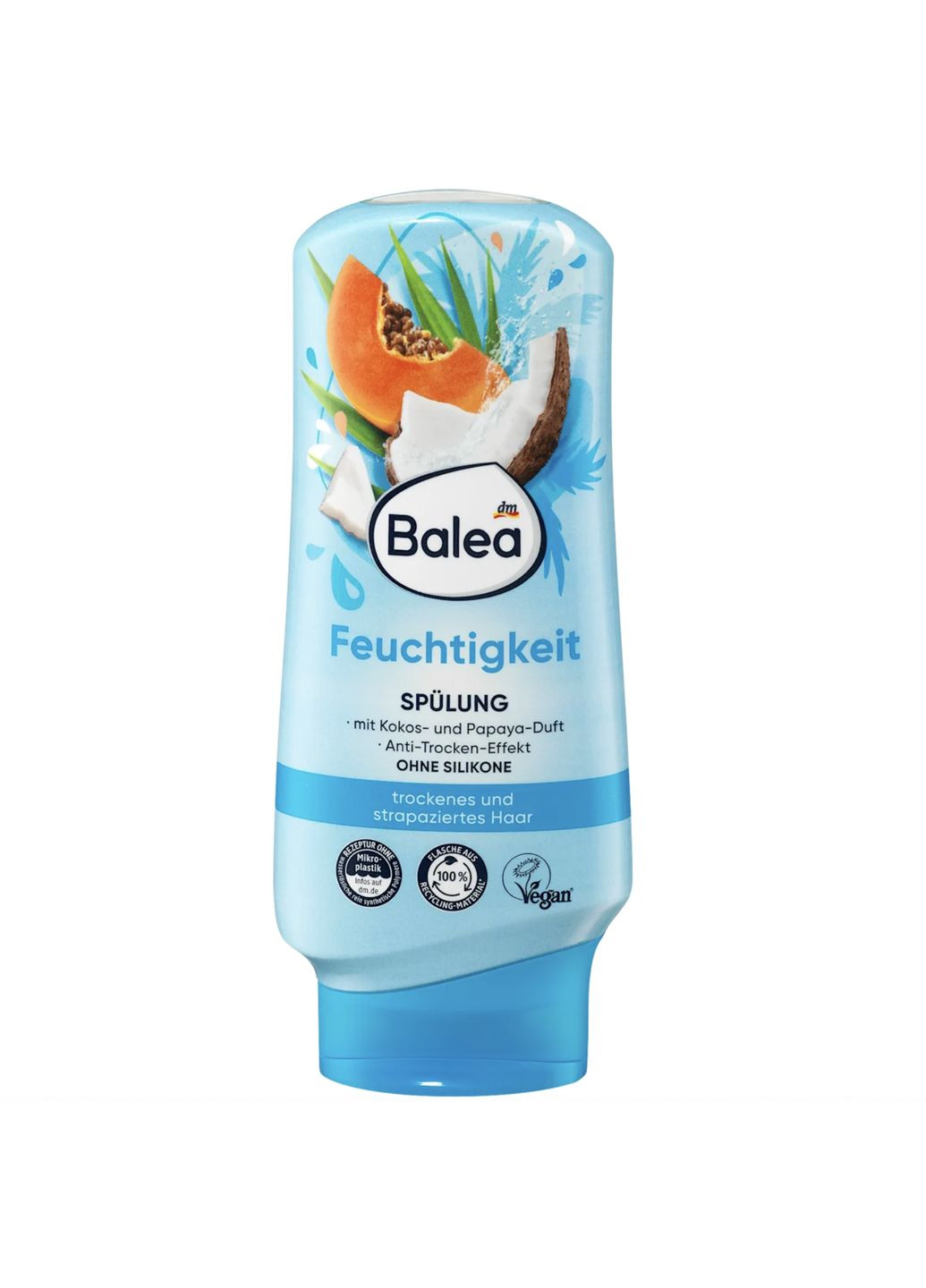 Зволожуючий кондиціонер для волосся з вітамінами B3 і B5, кокосом та папаєю, 300 мл Balea (363052697)