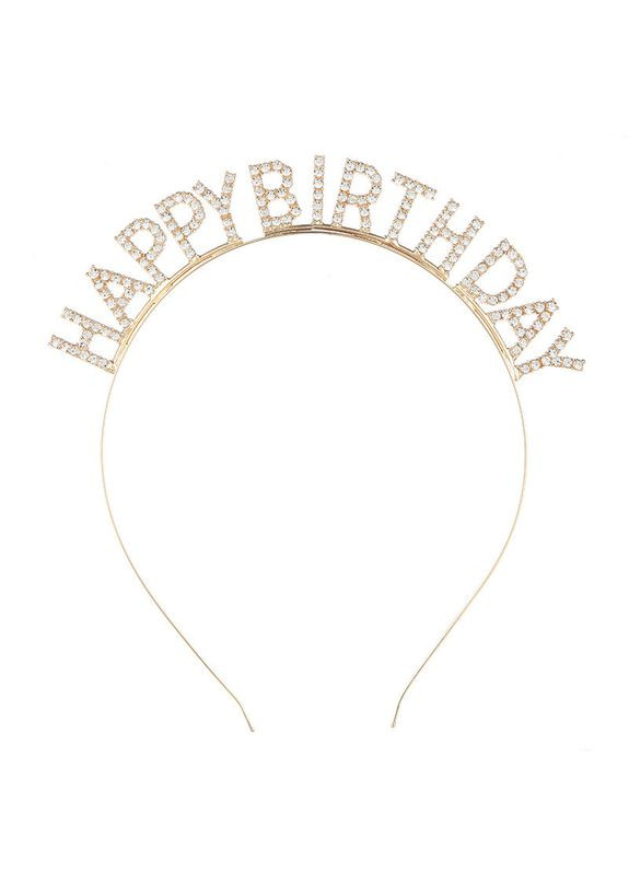 Обруч happy birthday зі стразами з днем народження One Size (12-68) No Brand (315764528)