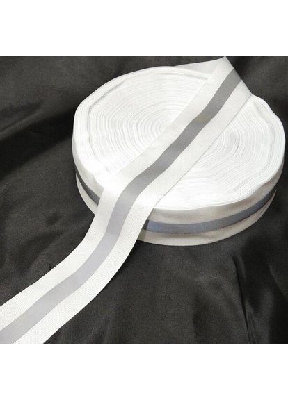 На метраж лента-тесьма светоотражающая 5см, белая Plus-plus (352743470)