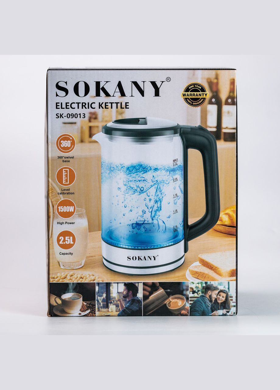 Чайник электрический SK-09013 2.5 литра прозрачный Sokany (318315068)