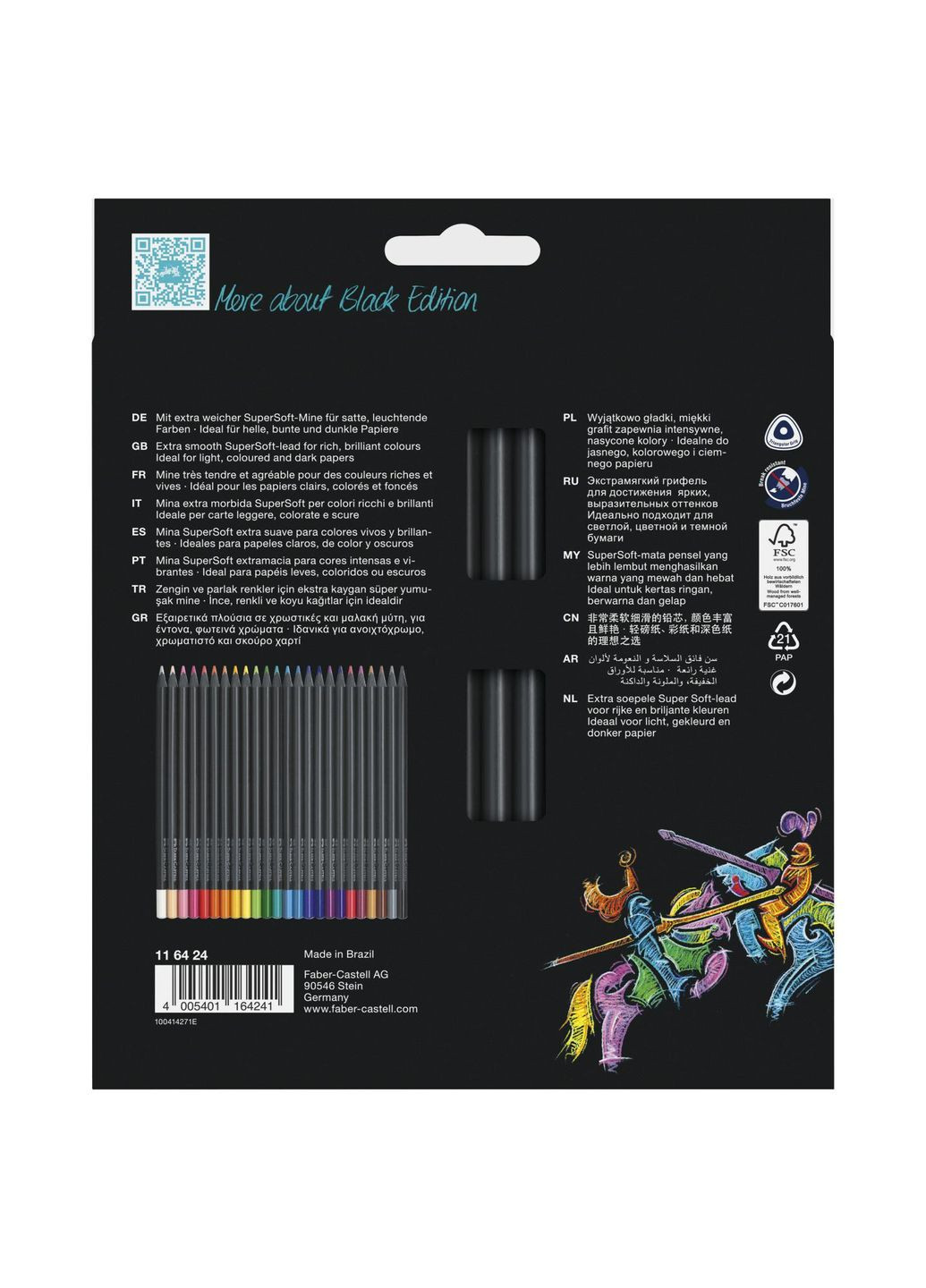 Набір олівців 24 кол. FABER CASTELL тригранні чорні Faber-Castell (284723108)