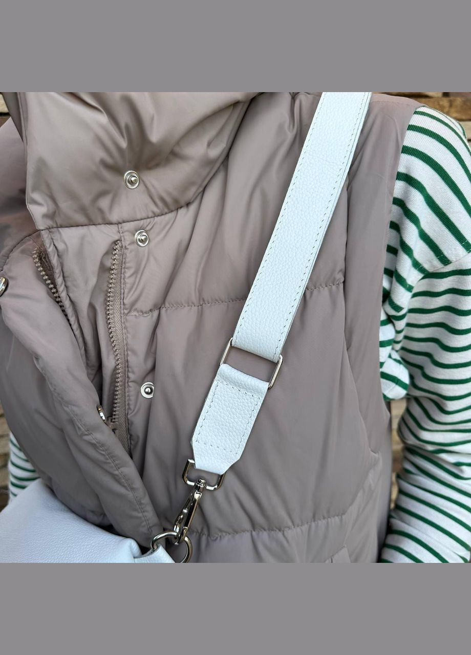 Шкіряна жіноча сумка нагрудна бананка з натуральної шкіри Білий No Brand (298998094)