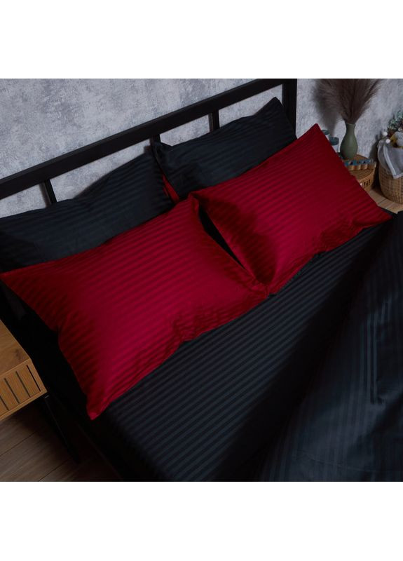 Комплект постільної білизни Satin Stripe «» Двоспальний 175х210 наволочки 4х70х70 (MS-820008549) Moon&Star Dark Romance (356115162)