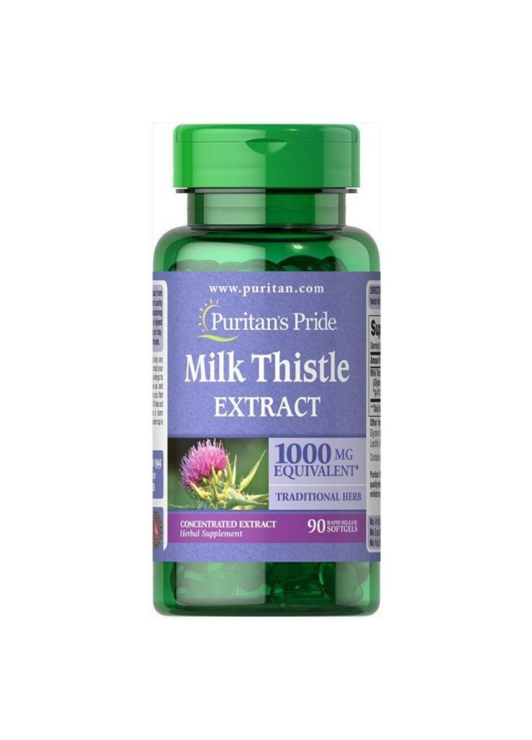 Розторопша силімарин Puritan's Pride Milk Thistle 4:1 Extract 1000 mg (Silymarin) 90 капсул Puritans Pride (367954525)