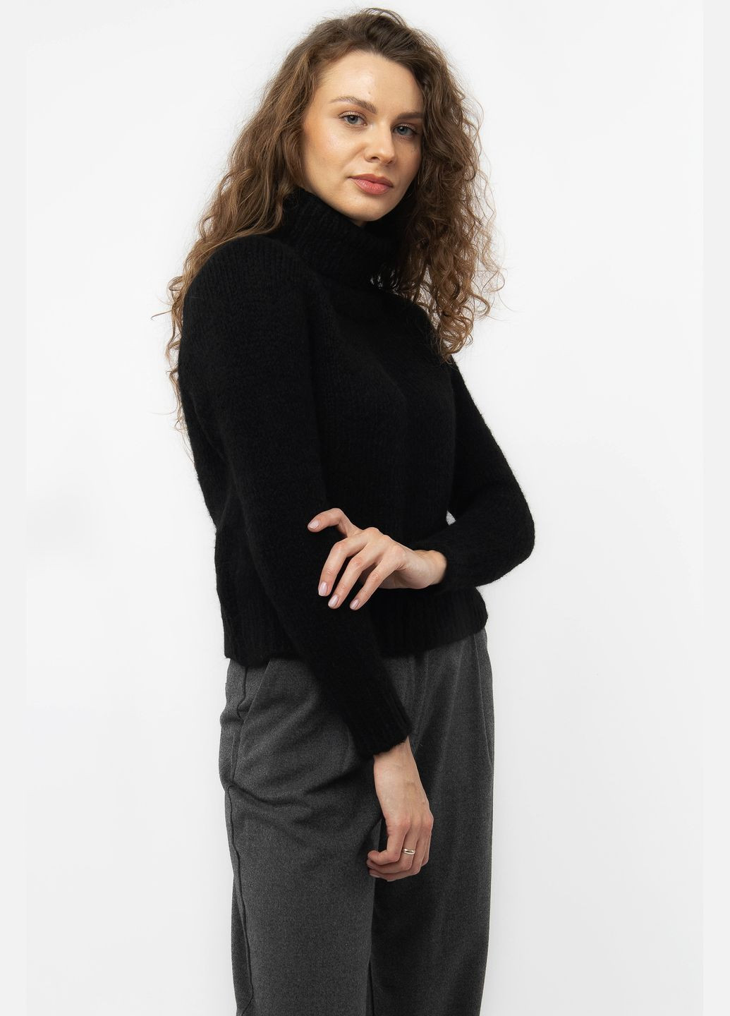 Чорний зимовий жіночий светр колір чорний cb-00233294 Karon