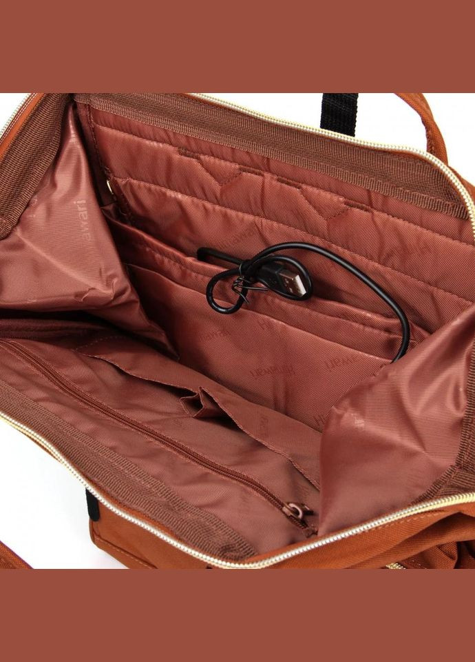 Рюкзак женский водостойкий текстиль 17л на 1 отделение размер 27×40×16 см 9001-19 USB коричневый Himawari (314808769)
