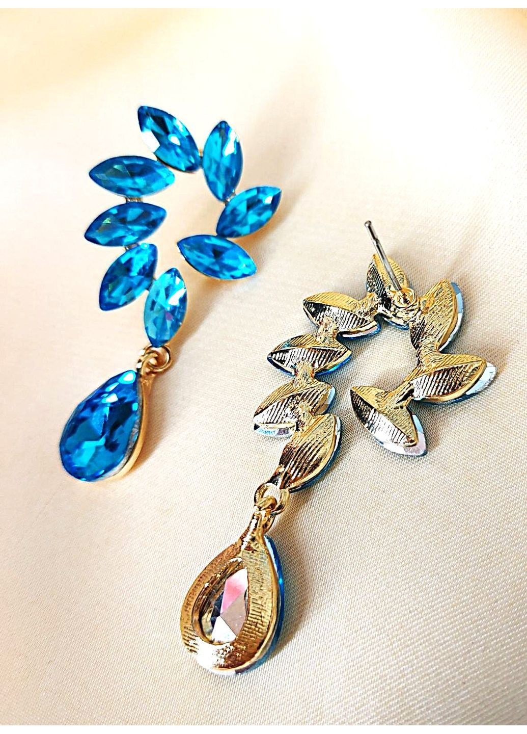 Сережки біжутерія у блакитних камінцях No Brand (366668025)