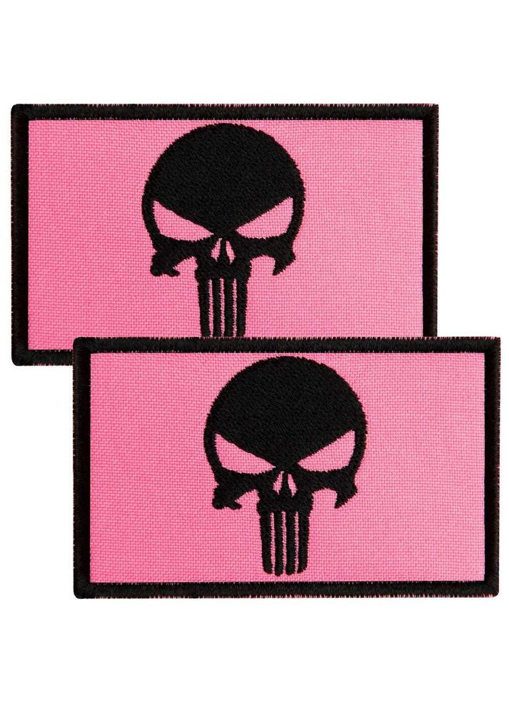 Набор шевронов 2 шт. с липучкой Череп Карателя мотиватор Punisher розовый 5х8 см вышитый патч нашивка шеврон IDEIA (305057790)