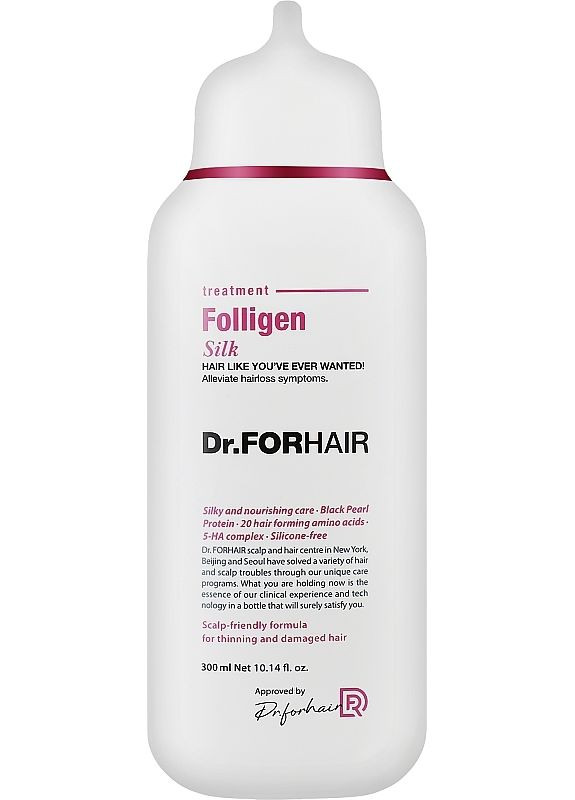 Восстановительная маска-кондиционер для поврежденных волос Folligen Silk Treatment 300ml (2-960317) Dr.Forhair (371189557)