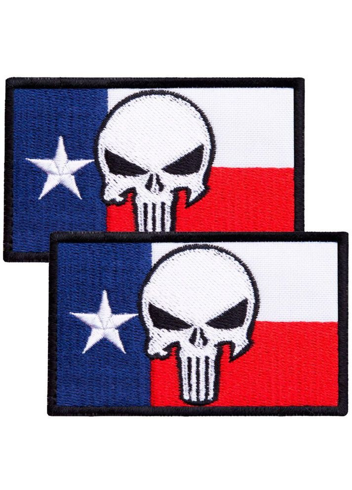 Набір шевронів 2 шт з липучкою прапор штата США Техас та Череп Карателя 5х8 см вишитий патч нашивка Каратель IDEIA (300229162)