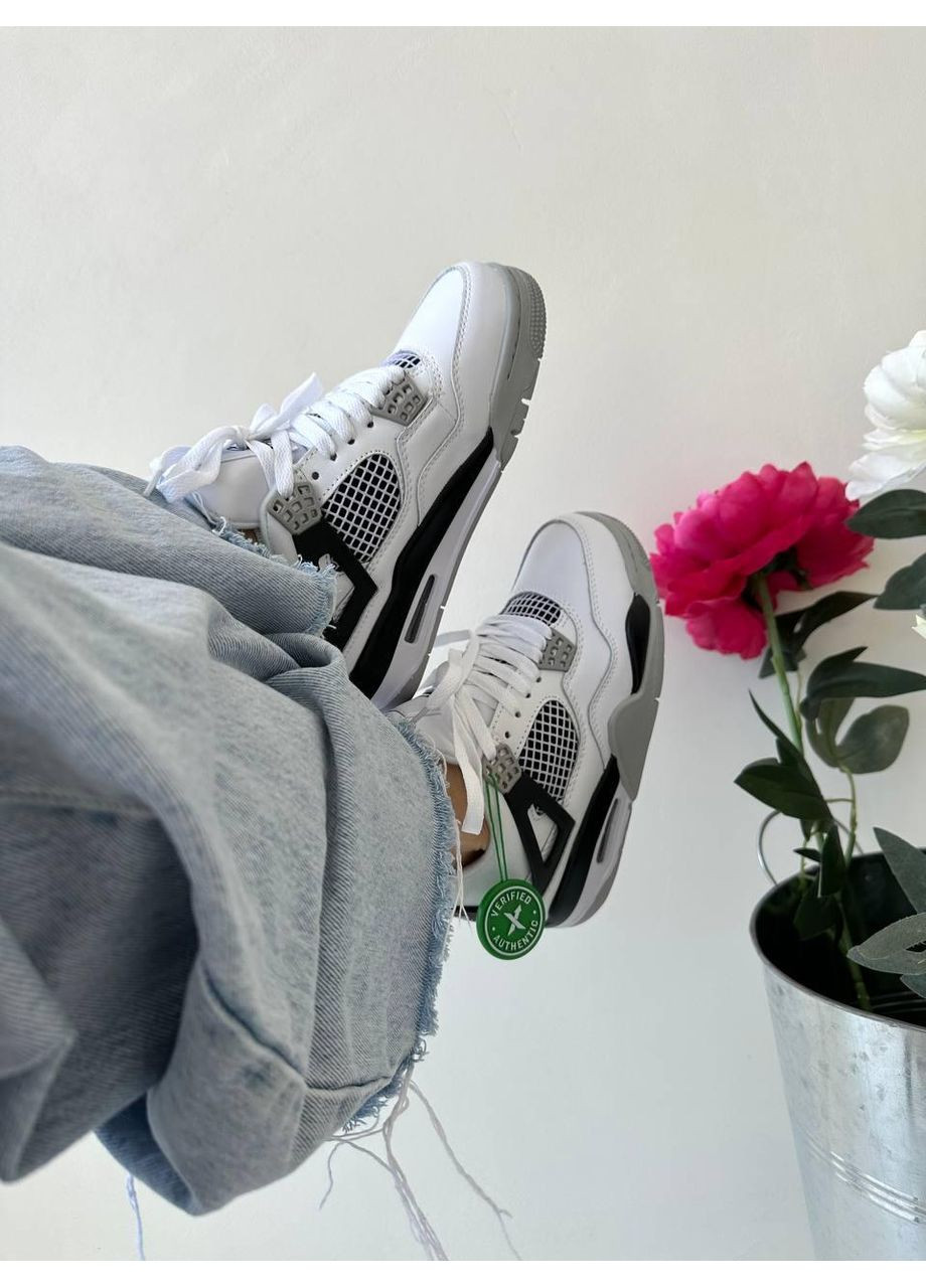 Сірі Осінні кросівки чоловічі nike air jordan 4 white grey black найк аір джордан No Brand