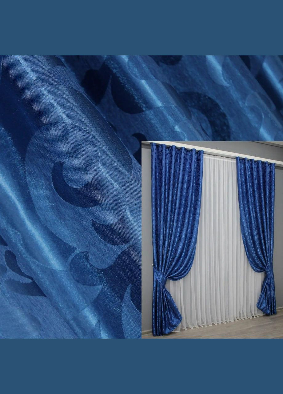 Шторы и тюль жаккард Комплект штор для гостиной 2 шт штор 1.5 х 2.7 м + тюль 4 х 2.7 м (П4К-Е475шВ-5) No Brand (306633499)