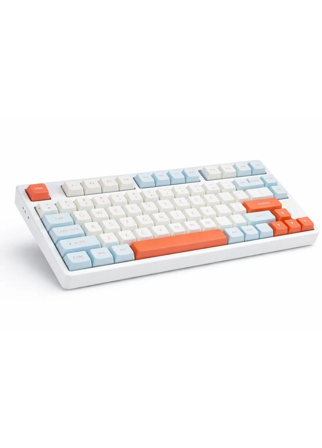 ІГРОВА Бездротова Механічна клавіатура V87 Orange-White (2.4G/Bluetooth/USB type-c) RGB Підсвічування, 75% White VGN (399455351)