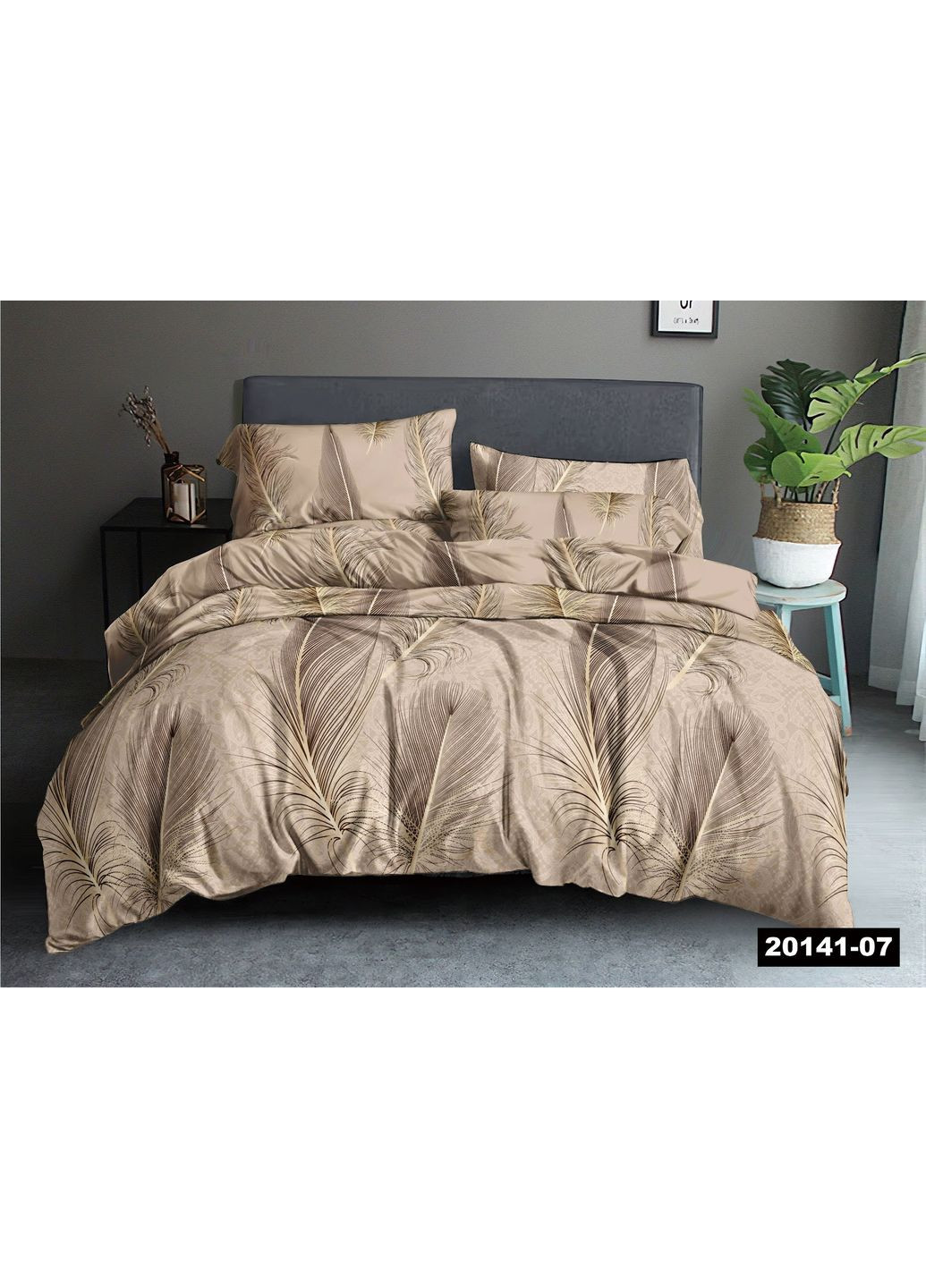 Байковое (фланелевое) постельное белье двоспальное"Перья" No Brand (361665132)