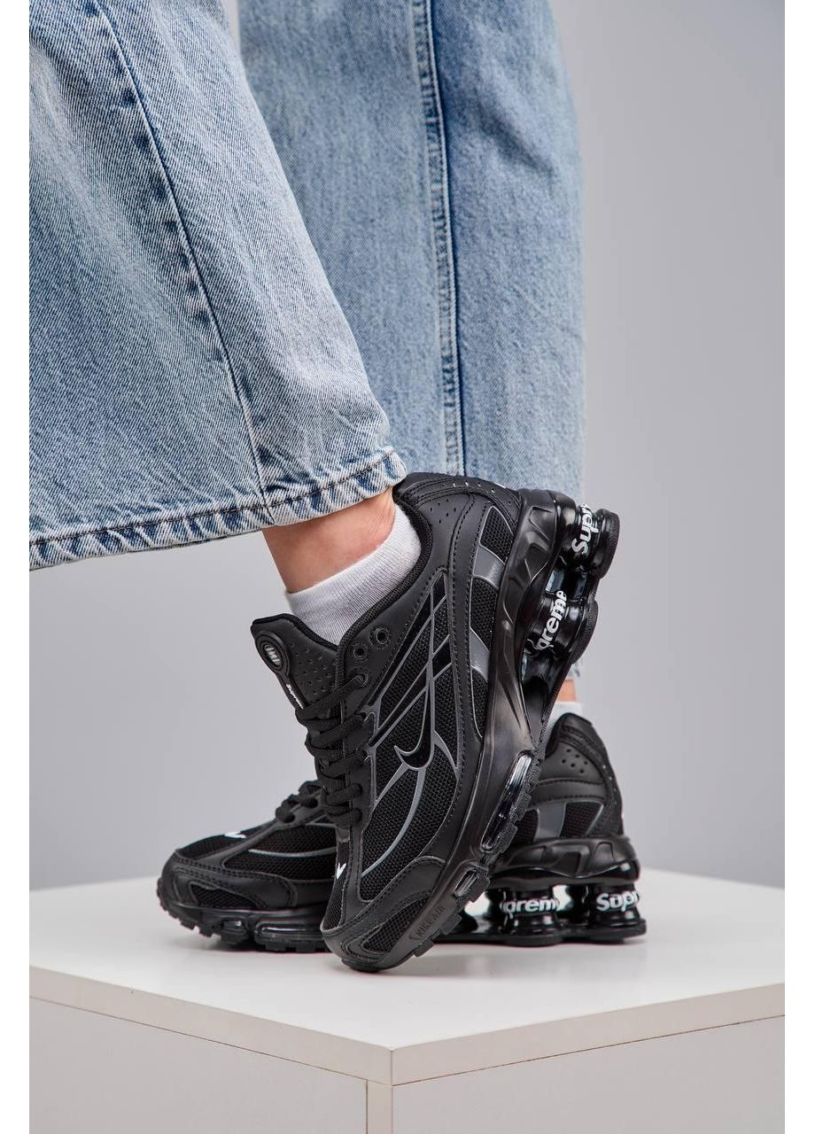 Черные демисезонные кроссовки мужские nike x supreme shox ride 2 black найк аир макс суприм No Brand