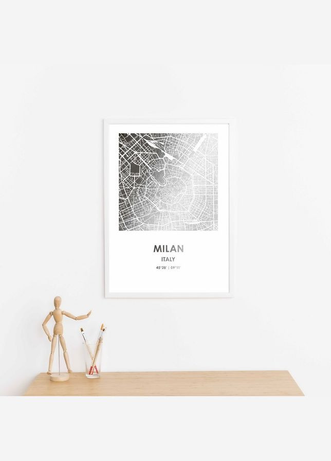 Постер "Милан / Milano" фольгированный А3 (BD-pl-30) silver-white BeriDari (311219959)
