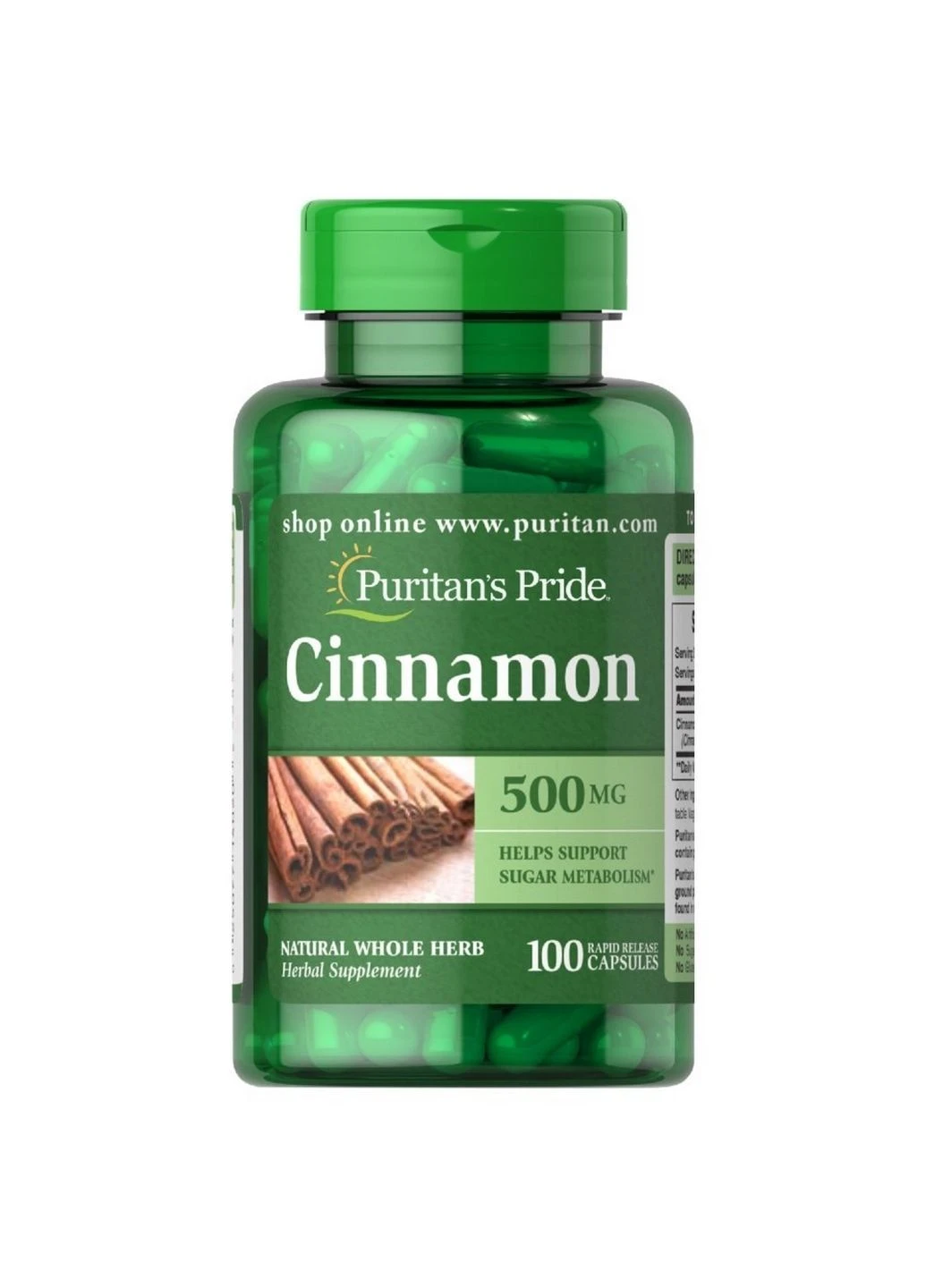 Натуральна добавка Cinnamon 500 mg, 100 капсул Puritans Pride (295898473)