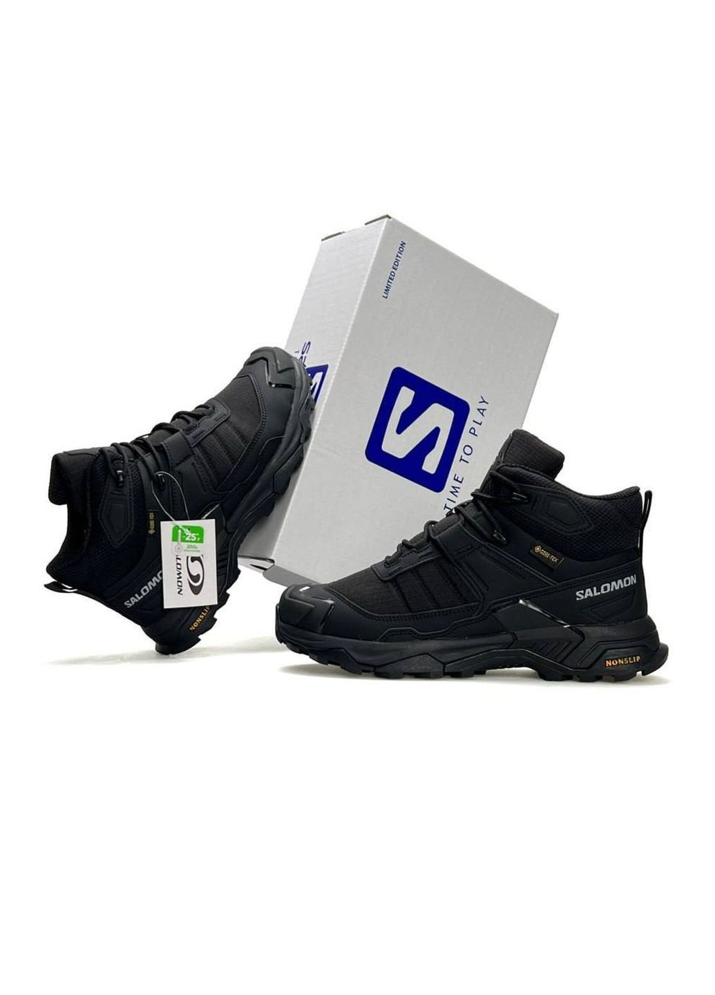 Черные спортивные, повседневные зимние кроссовки мужские salomon x No Brand