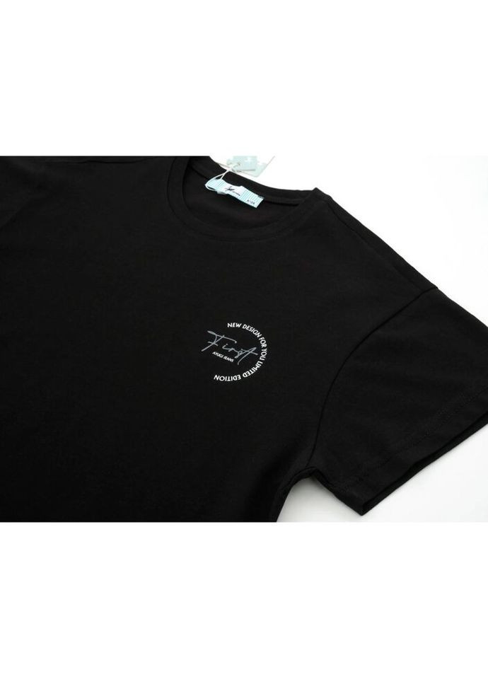 Чорна демісезонна футболка дитяча базова (7251.01-140b-black) A-yugi
