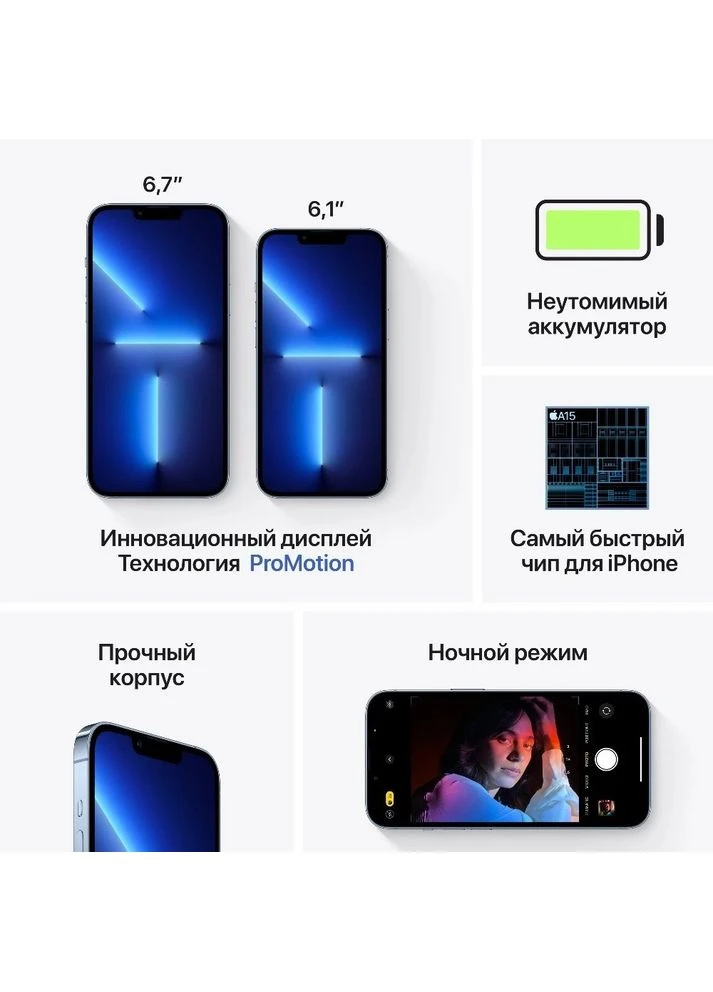Восстановленный iphone 13 pro max 256gb sierra blue (grade a) Apple (403295962)