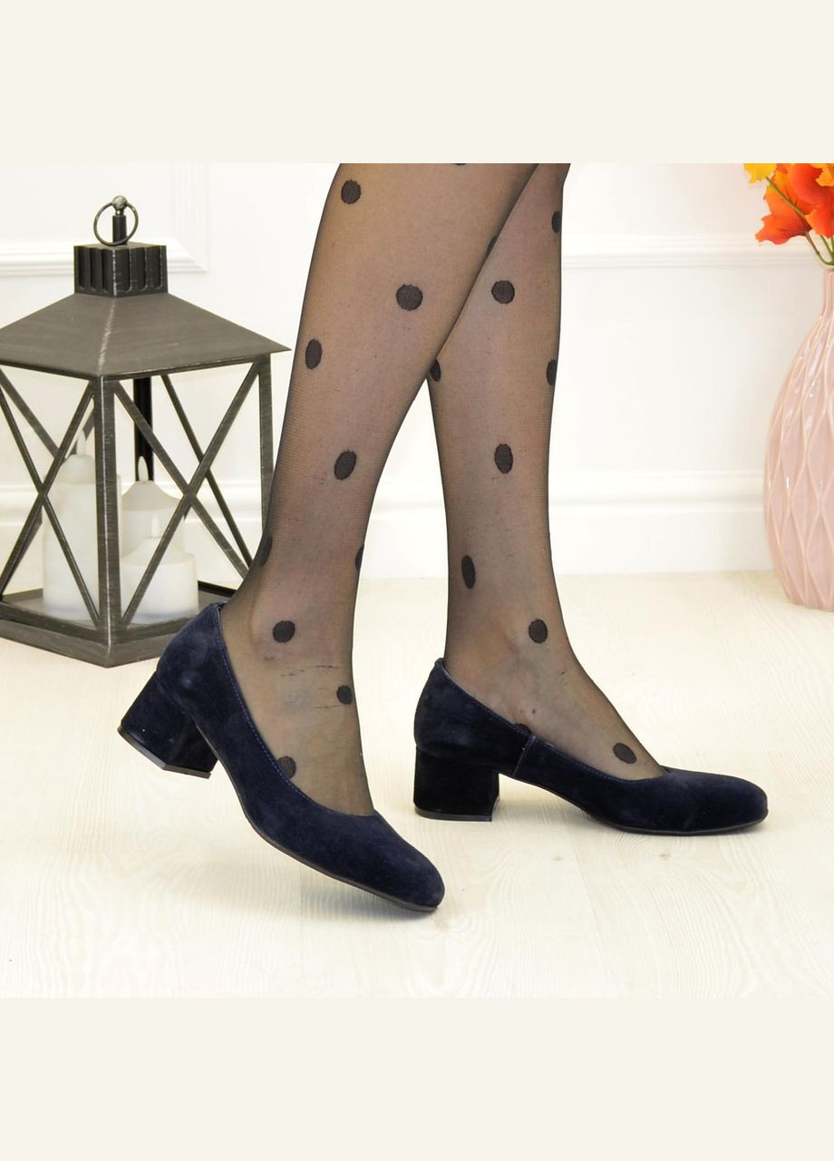 Vasha para Туфли женские замшевые синие на невысоком каблуке (121811) синий з натуральная замша, украина — демисезон (303931815)