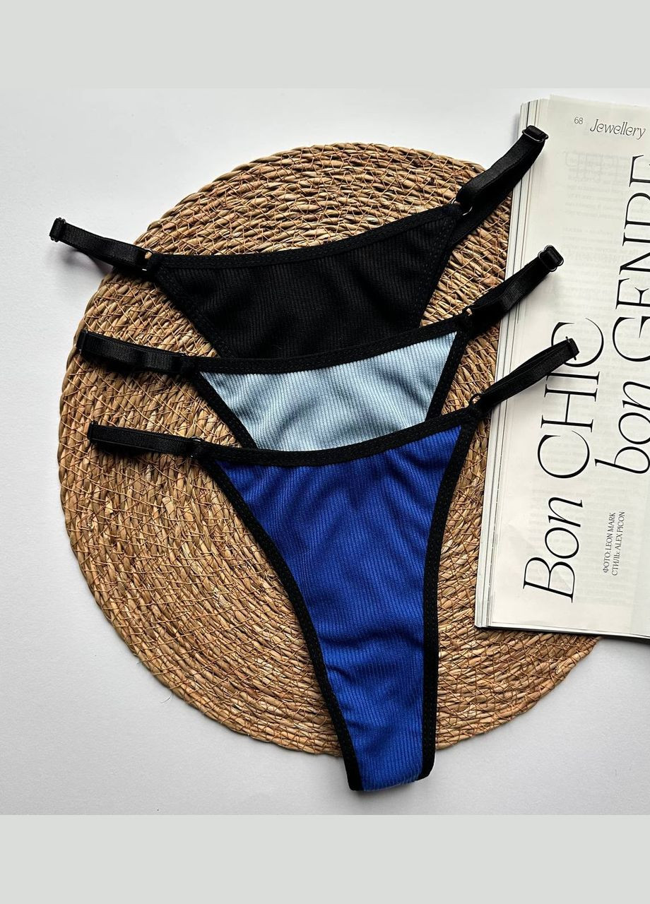 Трусики стринги хлопковые рубчик, комплект 3 штуки Exclusive (315333904)