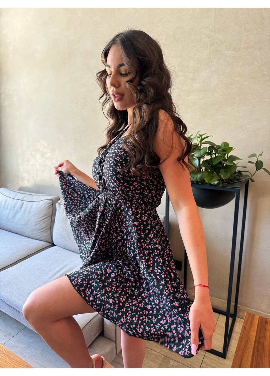 Чорна святковий сукня Vione з квітковим принтом