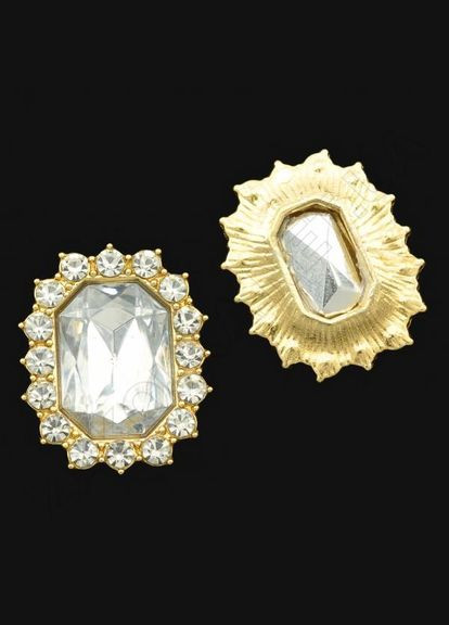 Стразовый декор Камень, акрил, оправа-золото, 21х17 мм, белый No Brand (341730693)