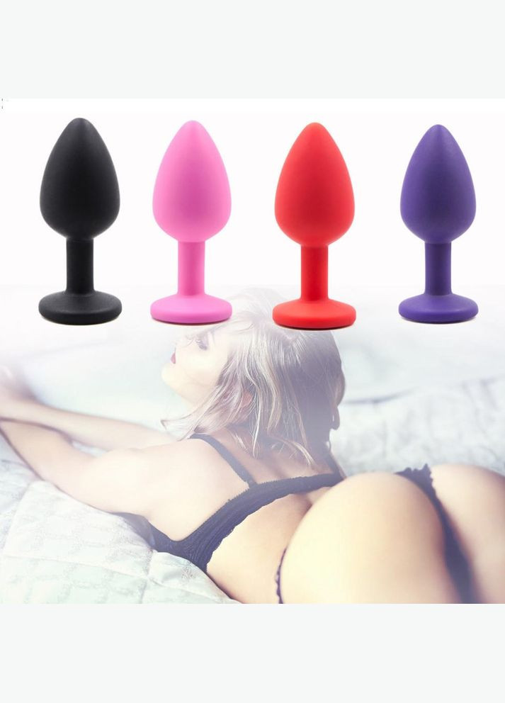 Силиконовая анальная пробка красная с кристаллом маленькая No Brand (302671050)