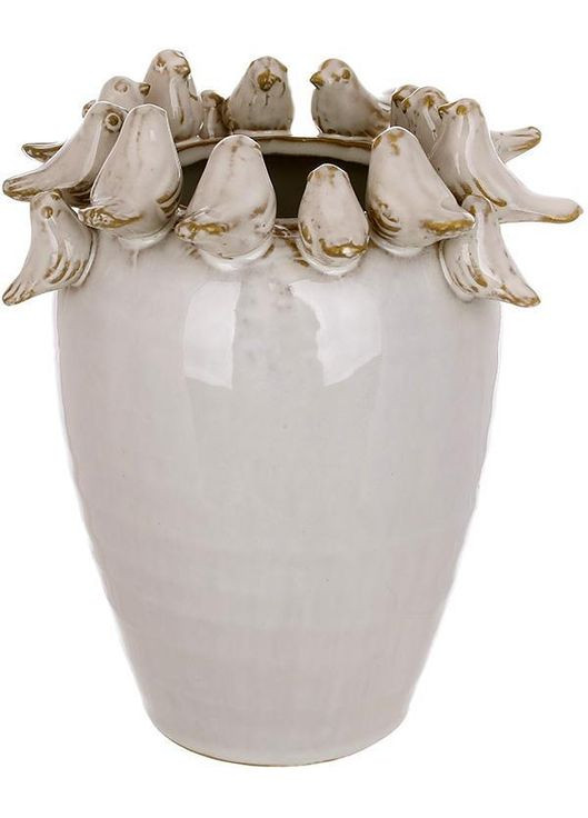 Ваза керамическая Birds "Птичий Базар" Ø16х18см, бежевый глянец Bona (339781995)