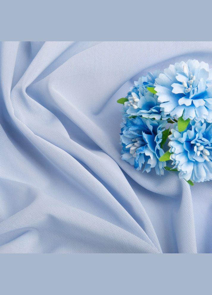 Тканина сітка Нейлон декоративна 150 см 170 г/м2 для одягу, декору, еластична, стрейчева 1537 блакитна IDEIA (322765175)