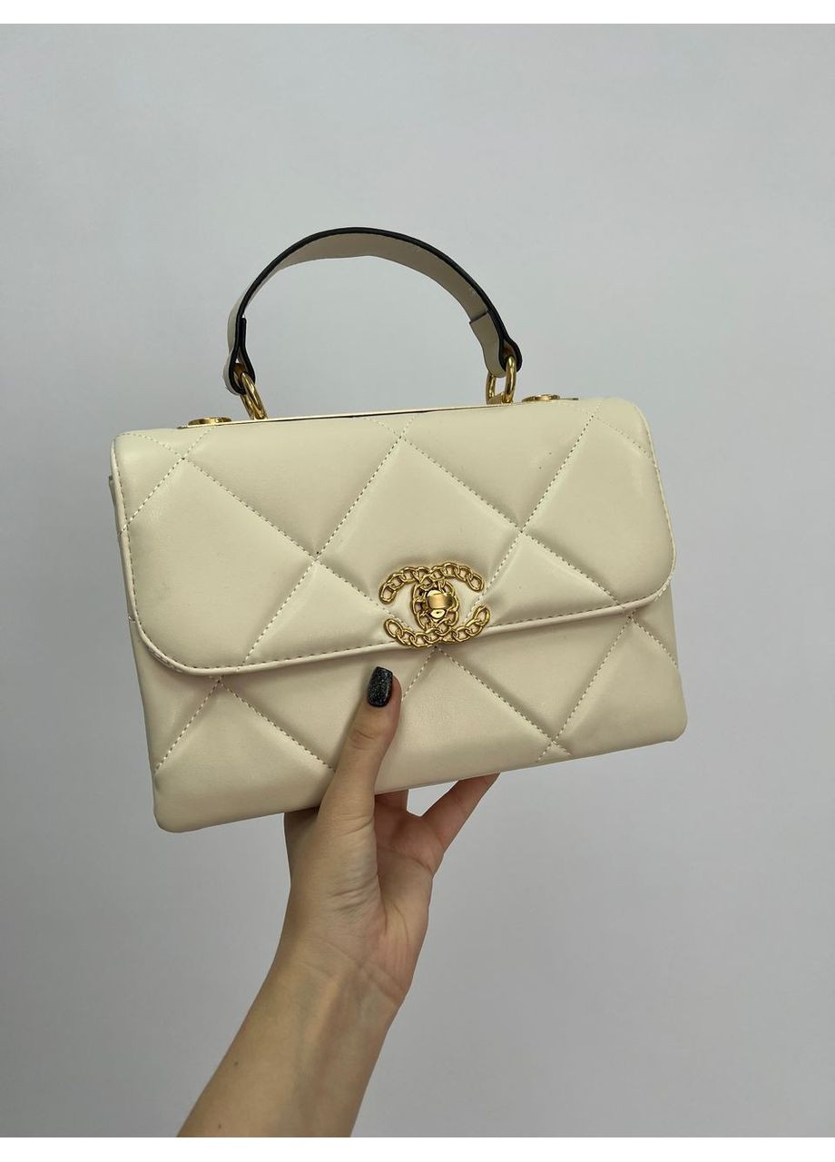 Сумка жіноча Chanel Classic Beige/Gold Шанель класична бежева на плече крос боді No Brand (352729903)