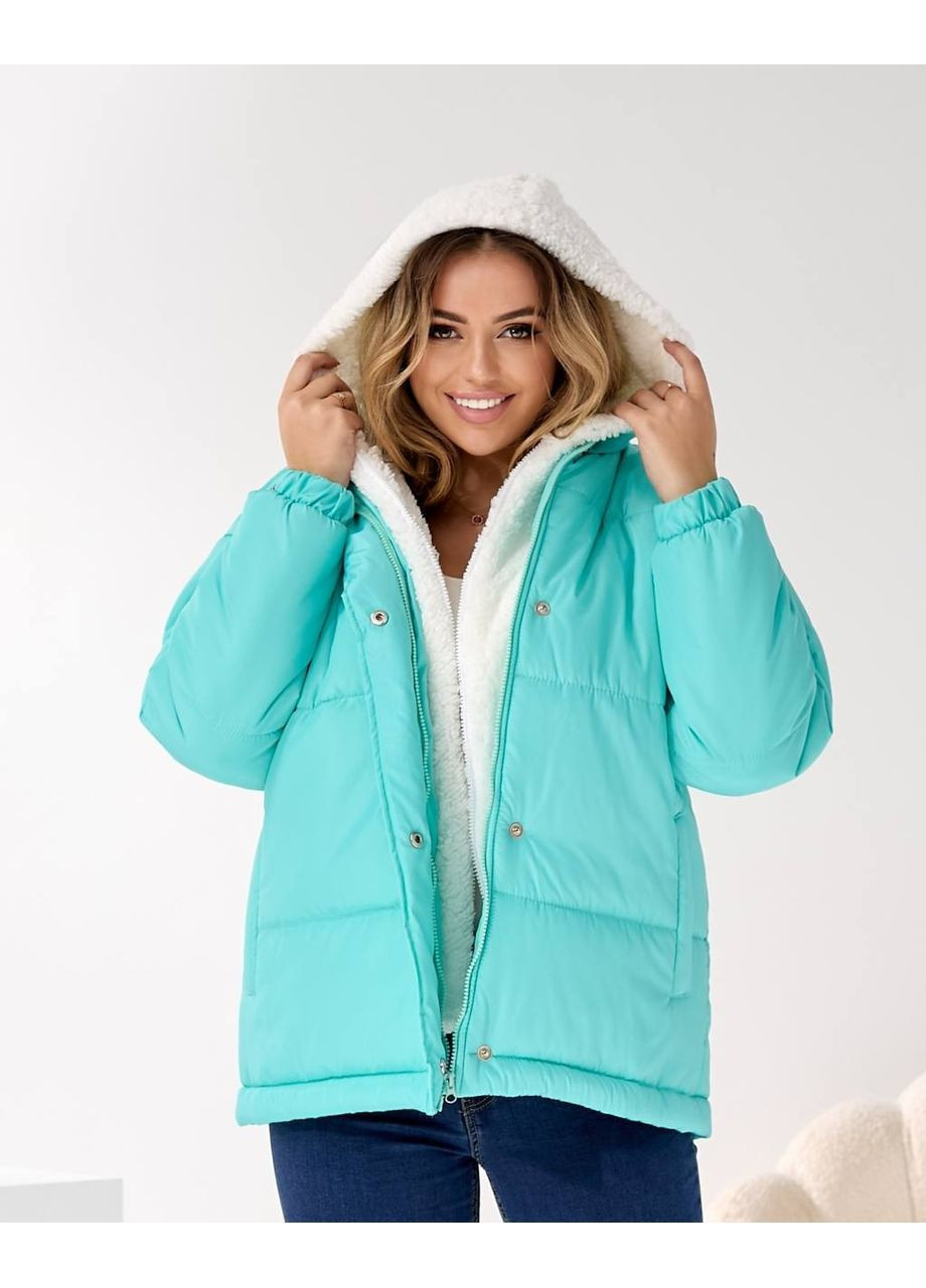 Мятная зимняя куртка зима с тканевым капюшоном Nositi 4083-15w