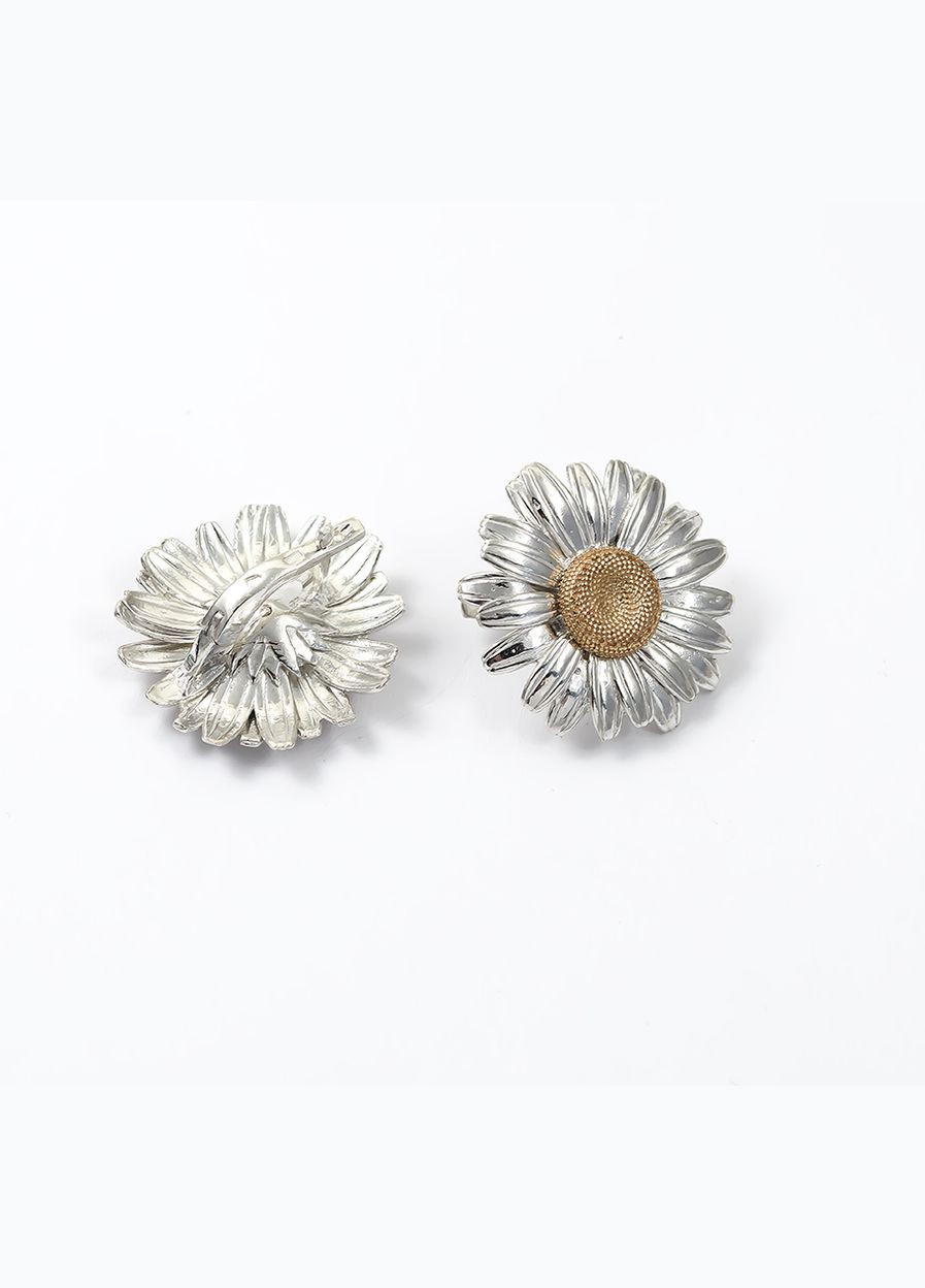 Серьги ромашка 9076 Maxi Silver (337133544)